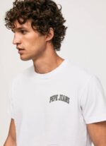 Pepe Jeans korkeatiheyslogoinen puuvillainen t-paita miehet valkoinen TB00919 - Image 3