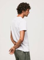 Pepe Jeans korkeatiheyslogoinen puuvillainen t-paita miehet valkoinen TB00919 - Image 4