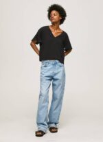 Pepe Jeans kreppitoppi, jossa röyhelöitä hihoissa naiset musta TB00365 - Image 2