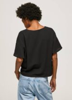 Pepe Jeans kreppitoppi, jossa röyhelöitä hihoissa naiset musta TB00365 - Image 4