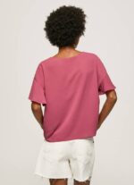 Pepe Jeans kreppitoppi, jossa röyhelöitä hihoissa naiset tumma poskipuna TB00375 - Image 4