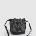 Pepe Jeans kudottu jacquard-ämpärilaukku naiset musta TB00730