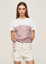 Pepe Jeans kukkakuvioinen puuvillainen t-paita naiset studio punainen TB00380 - Image 3