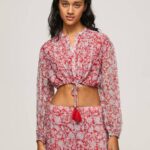 Pepe Jeans kukkakuvioinen rajattu istuvuuspusero naiset multi TB00363