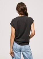 Pepe Jeans kukkalogollinen puuvillainen t-paita naiset pesty mustaksi TB00403 - Image 4