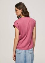 Pepe Jeans kukkalogollinen puuvillainen t-paita naiset tumma poskipuna TB00431 - Image 3