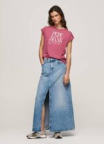 Pepe Jeans kukkalogollinen puuvillainen t-paita naiset tumma poskipuna TB00431 - Image 4