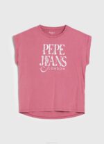 Pepe Jeans kukkalogollinen puuvillainen t-paita naiset tumma poskipuna TB00431 - Image 5