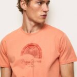 Pepe Jeans kulunut logollinen t-paita miehet kurpitsa appelsiini TB00964