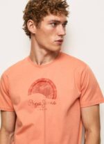 Pepe Jeans kulunut logollinen t-paita miehet kurpitsa appelsiini TB00964