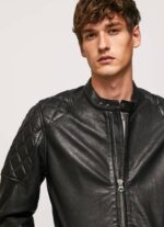 Pepe Jeans lampaan nahkainen biker takki miehet musta TB00835 - Image 3