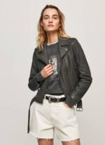 Pepe Jeans lampaan nahkainen biker takki naiset musta TB00114 - Image 2