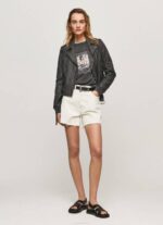 Pepe Jeans lampaan nahkainen biker takki naiset musta TB00114