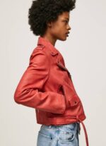 Pepe Jeans lampaan nahkainen biker takki naiset studio punainen TB00105