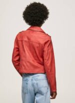 Pepe Jeans lampaan nahkainen biker takki naiset studio punainen TB00105 - Image 5