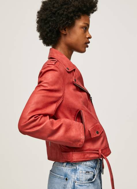 pepe_jeans_lampaan_nahkainen_biker_takki_naiset_studio_punainen_tb00105.jpg Pepe Jeans lampaan nahkainen biker takki naiset studio punainen TB00105 - Image 1