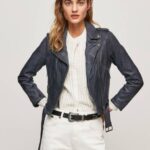 Pepe Jeans lampaan nahkainen biker takki naiset valtameri TB00113