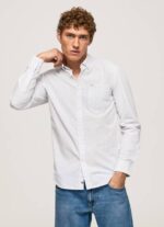 Pepe Jeans Larry slim fit popliinipaita miehet valkaisu sininen TB001028