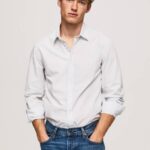Pepe Jeans Lawrence slim fit popliinipaita miehet valkaisu sininen TB001050