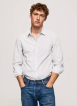 Pepe Jeans Lawrence slim fit popliinipaita miehet valkaisu sininen TB001050