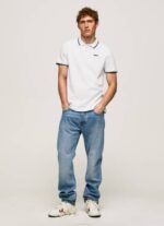 Pepe Jeans leikattu puuvillapikee poolopaita miehet valkoinen TB001090 - Image 2