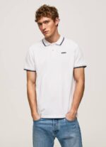 Pepe Jeans leikattu puuvillapikee poolopaita miehet valkoinen TB001090