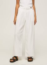 Pepe Jeans leveät laskoshousut naiset valkoinen TB00288 - Image 2