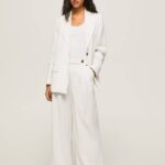 Pepe Jeans leveät laskoshousut naiset valkoinen TB00288