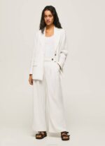 Pepe Jeans leveät laskoshousut naiset valkoinen TB00288