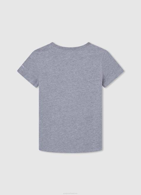 Pepe Jeans lippu ja logollinen t-paita poika harmaa marli TB001635 - Image 2