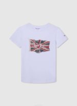 Pepe Jeans lippu ja logollinen t-paita poika valkoinen TB001609 - Image 3