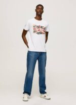 Pepe Jeans lippu logo n heiluttava lippu t-paita miehet valkoinen TB001014 - Image 2