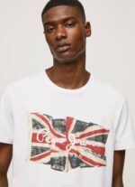 Pepe Jeans lippu logo n heiluttava lippu t-paita miehet valkoinen TB001014 - Image 3