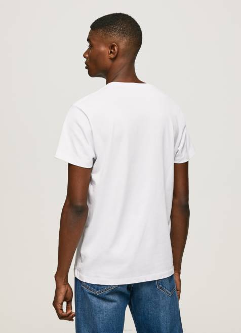 Pepe Jeans lippu logo n heiluttava lippu t-paita miehet valkoinen TB001014 - Image 4