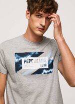 Pepe Jeans lippukuvioinen puuvillainen t-paita miehet harmaa marli TB00957 - Image 3