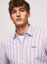Pepe Jeans lister fil-a-fil slim fit paita miehet studio punainen TB001065 - Image 3