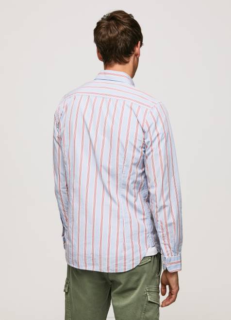 Pepe Jeans lister fil-a-fil slim fit paita miehet studio punainen TB001065 - Image 4