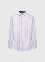 Pepe Jeans lister fil-a-fil slim fit paita miehet studio punainen TB001065 - Image 5