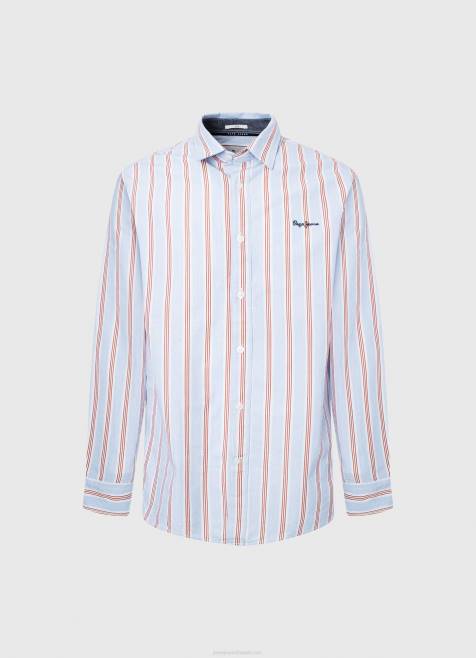 Pepe Jeans lister fil-a-fil slim fit paita miehet studio punainen TB001065 - Image 5