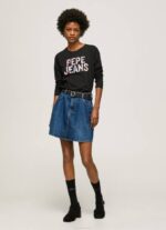 Pepe Jeans logolla paikattu pitkähihainen t-paita naiset musta TB00426 - Image 2