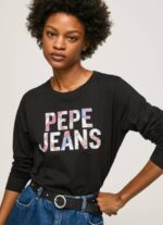 Pepe Jeans logolla paikattu pitkähihainen t-paita naiset musta TB00426