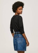 Pepe Jeans logolla paikattu pitkähihainen t-paita naiset musta TB00426 - Image 4