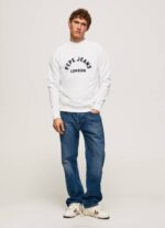 Pepe Jeans logolla painettu collegepaita miehet valkoinen TB00901 - Image 2