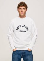 Pepe Jeans logolla painettu collegepaita miehet valkoinen TB00901