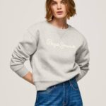 Pepe Jeans logolla painettu neulepusero naiset harmaa marli TB00267