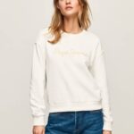 Pepe Jeans logolla painettu neulepusero naiset valkoinen TB00286
