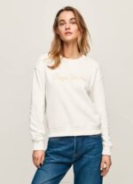 Pepe Jeans logolla painettu neulepusero naiset valkoinen TB00286