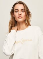 Pepe Jeans logolla painettu neulepusero naiset valkoinen TB00286 - Image 3