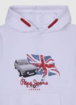 Pepe Jeans logopainattu huppari poika valkoinen TB001585 - Image 3
