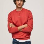 Pepe Jeans logopainattu puuvillainen collegepaita miehet studio punainen TB00906